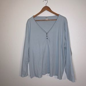 26/28W Cottage Core Style Sky Blue Long Sleeve Top